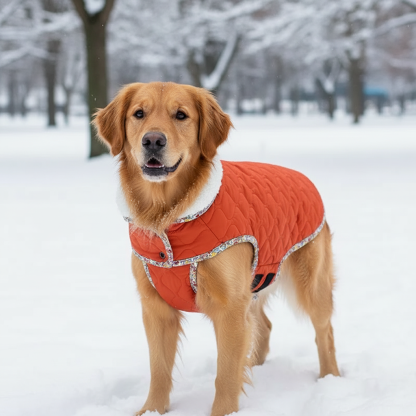 Winter Dog Coat With Plush Lining And Adjustable Straps