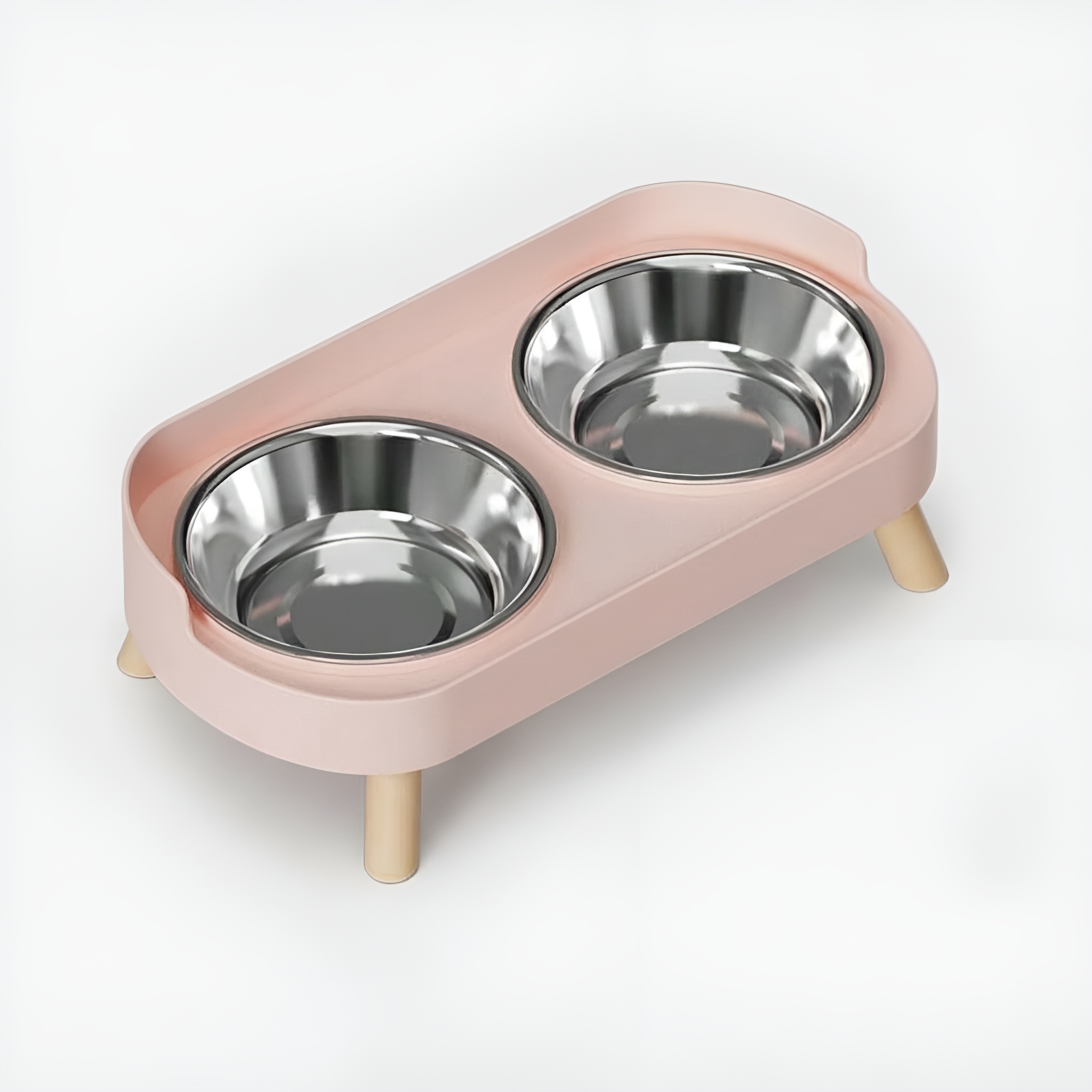 Elevated Dual Pet Feeding Bowl Set With Splash Guard