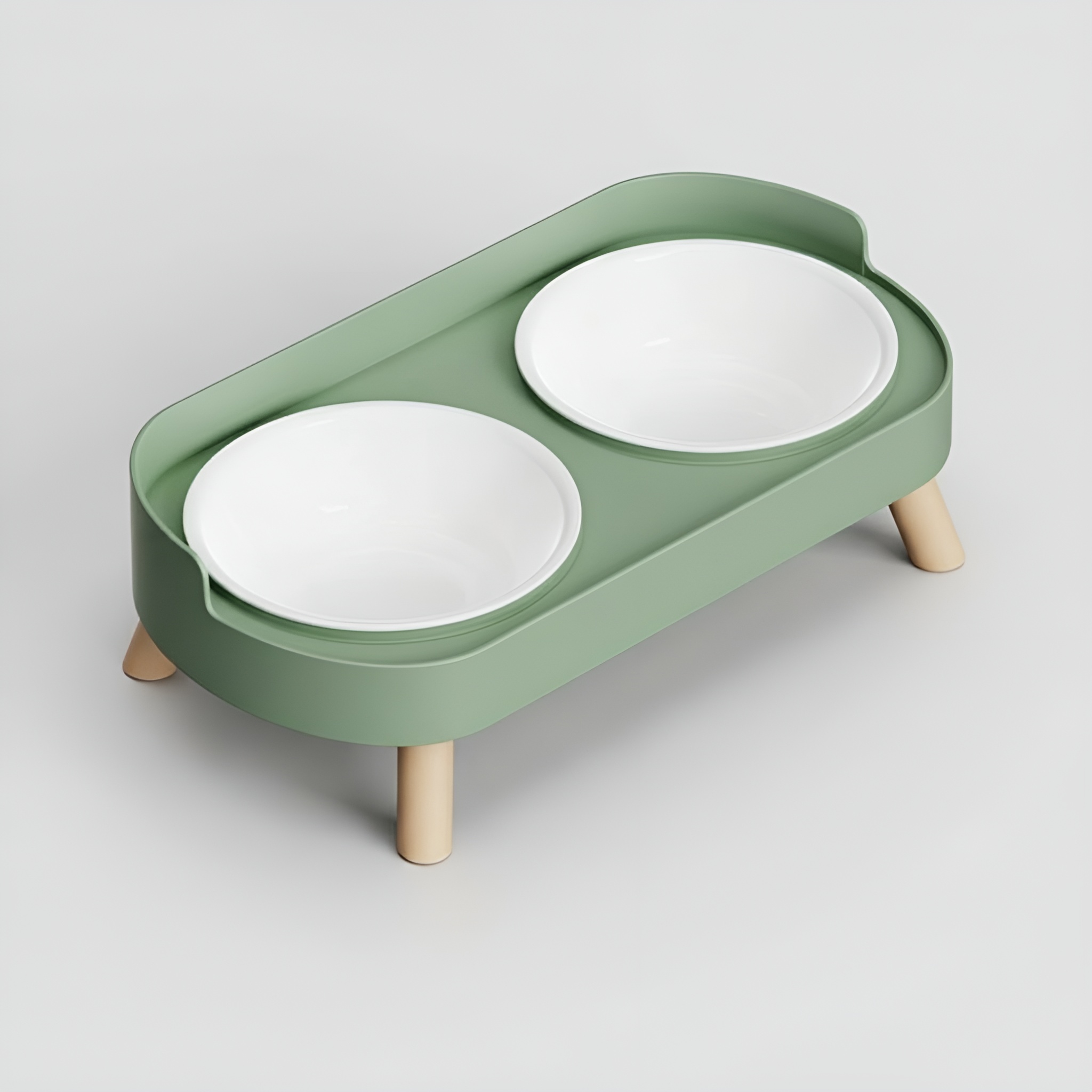 Elevated Dual Pet Feeding Bowl Set With Splash Guard