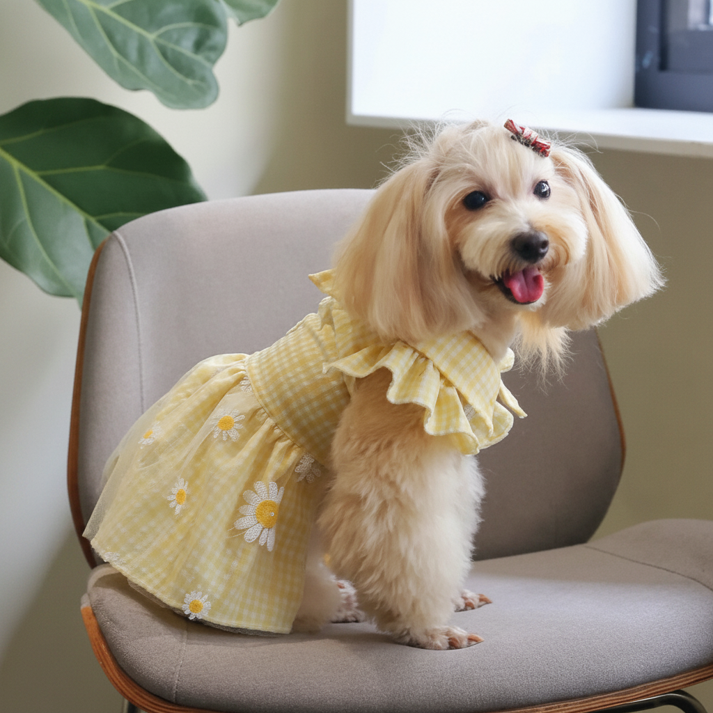 e Creative Floral & Plaid Print Stylish Pet Skirt