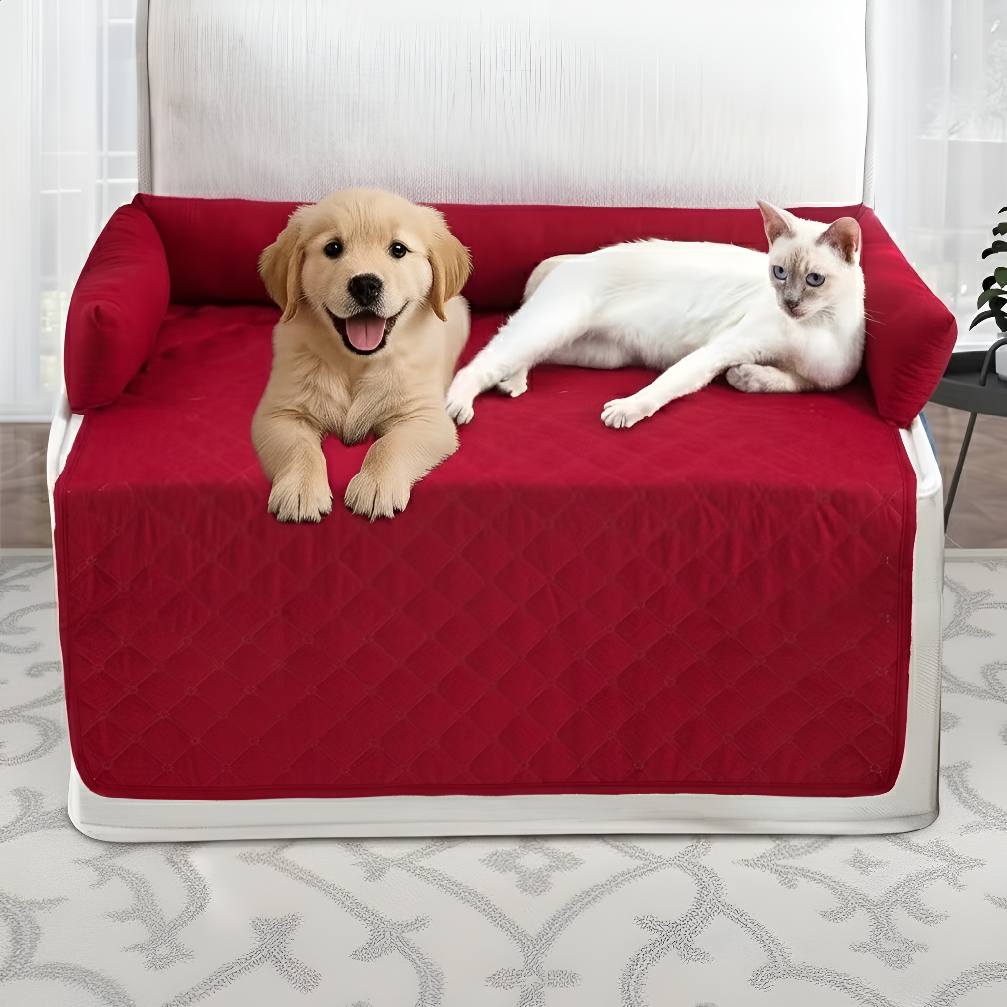 Washable Dog Sofa Bed With Bolster CushionsWashable Dog Sofa Bed With Bolster Cushions - Image 3