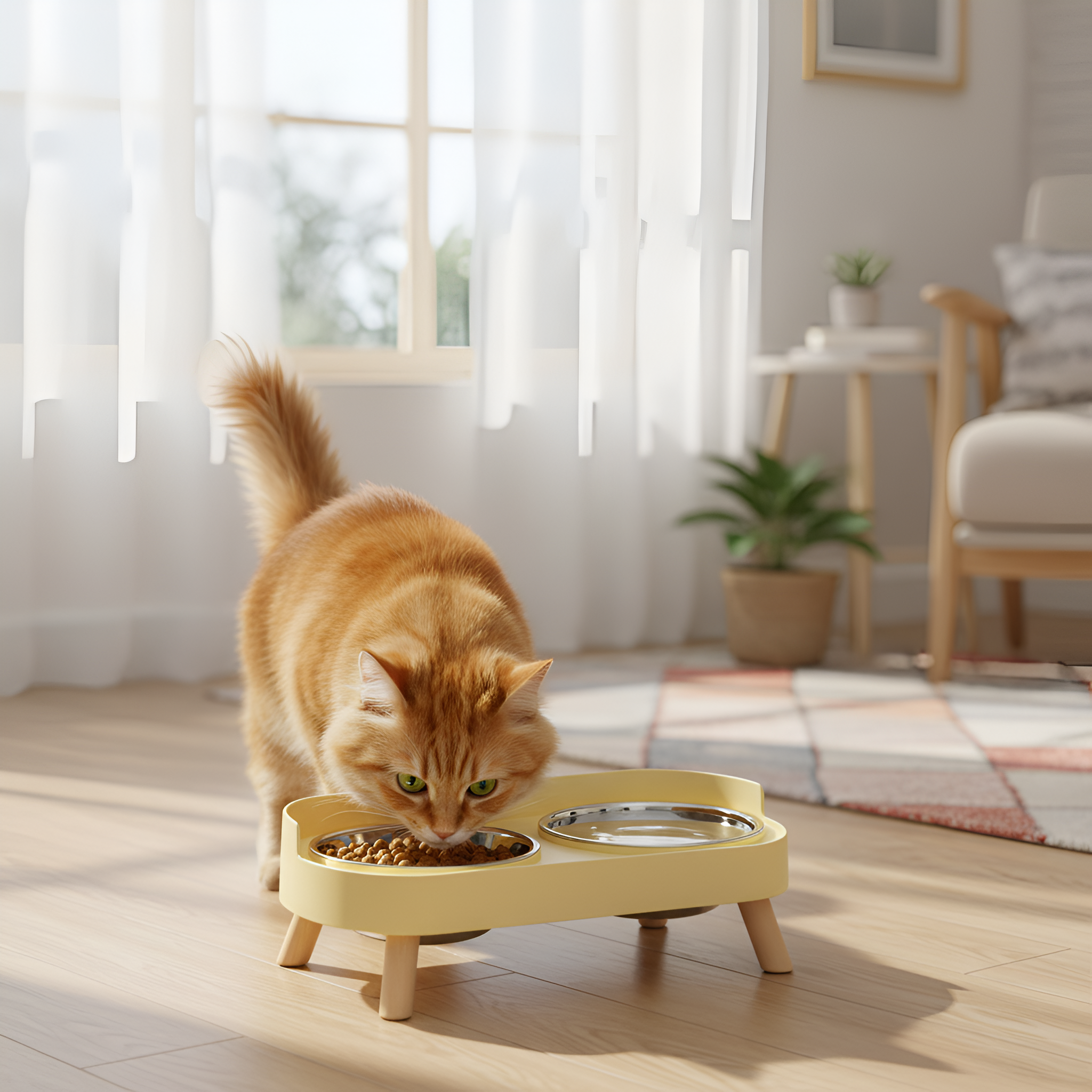 Elevated Double Pet Bowl Set With Stand Stainless Steel Food And Water Bowls