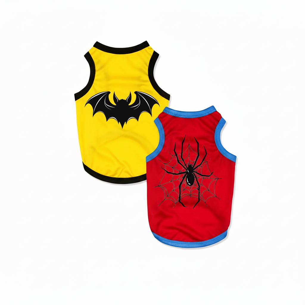 2pcs Spider & Bat Print Polyester Anti-Flea, Hair Loss Reducing