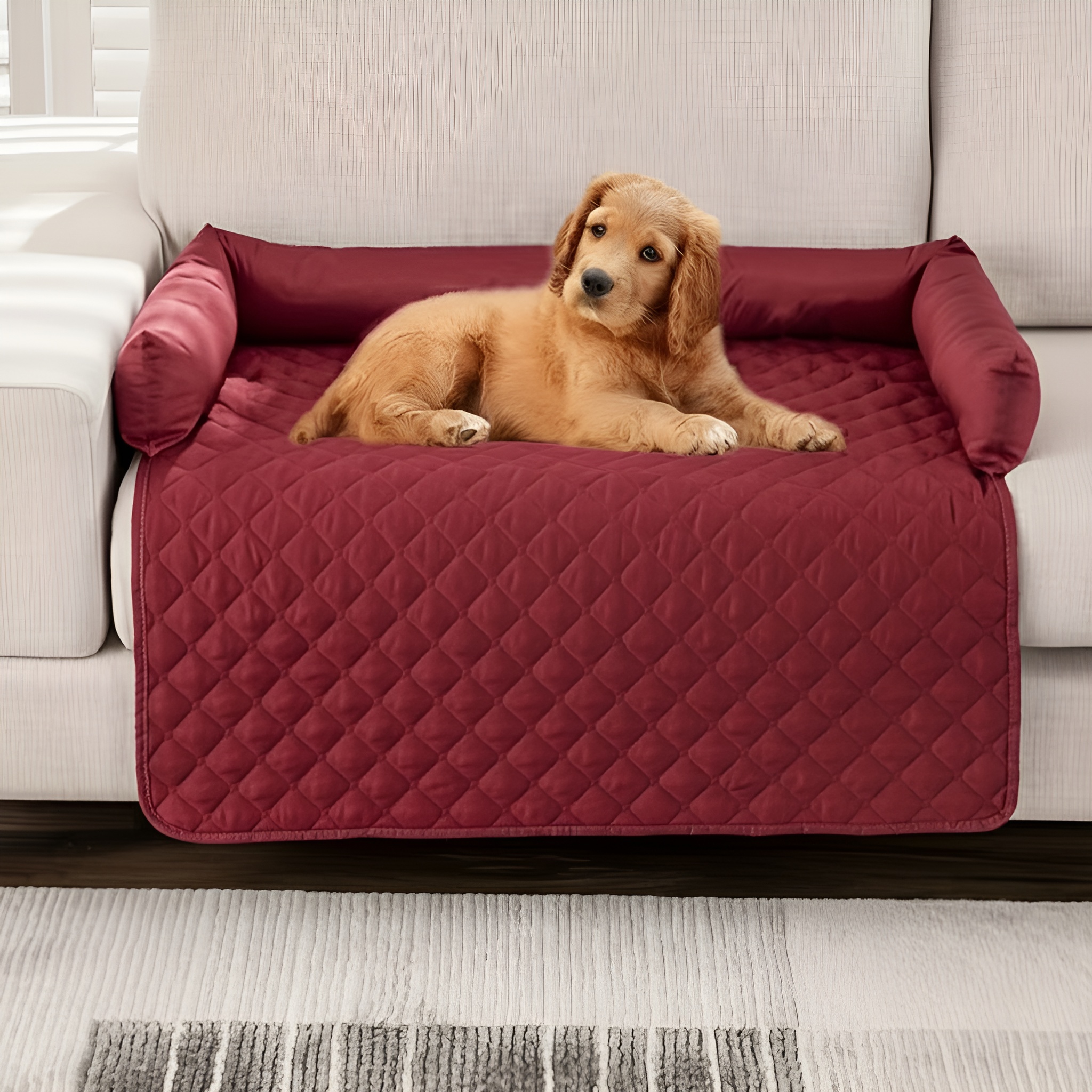 Washable Dog Sofa Bed With Bolster CushionsWashable Dog Sofa Bed With Bolster Cushions - Image 6