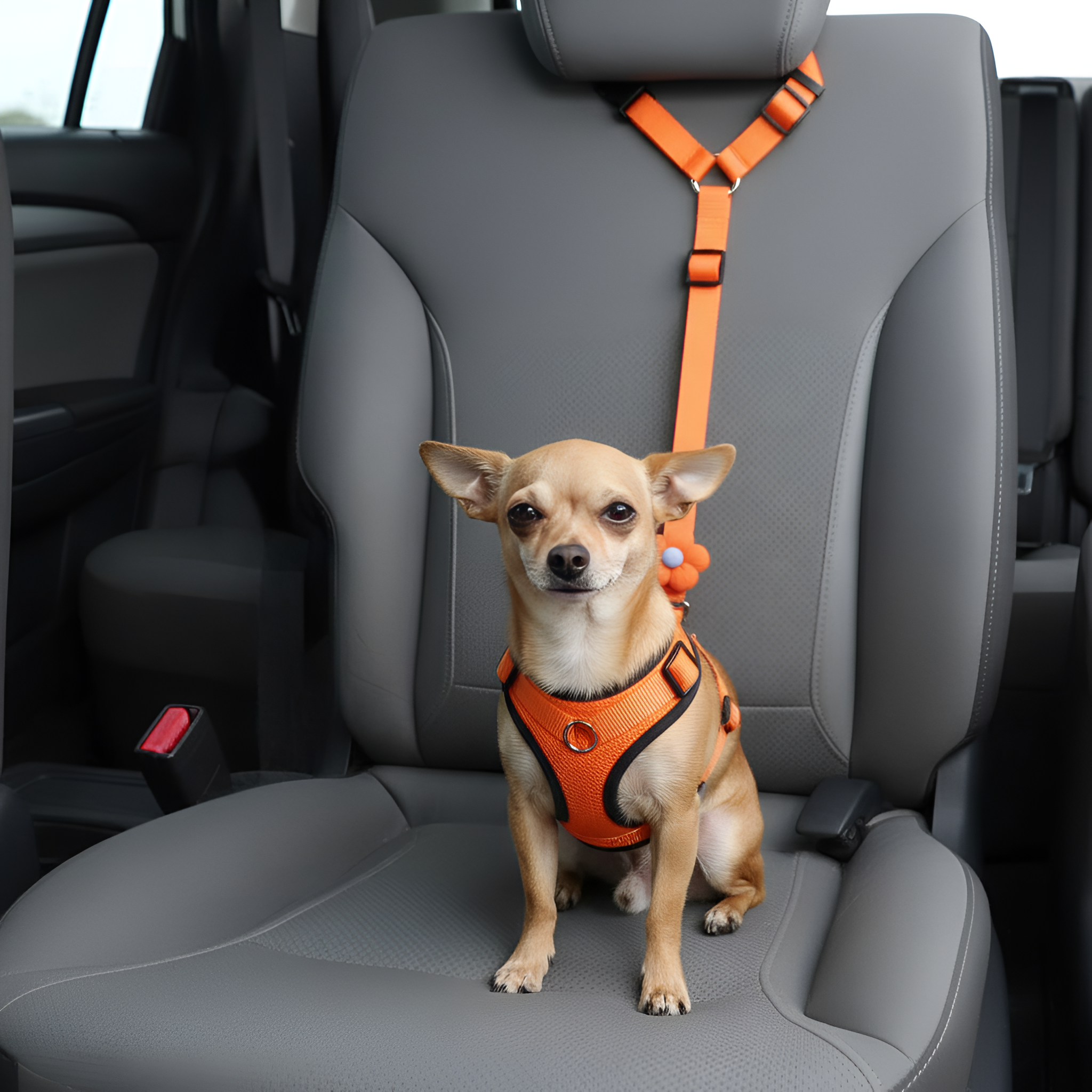 Dog Car Seat Belt With Adjustable Strap And Pet Safety Leash Buckle