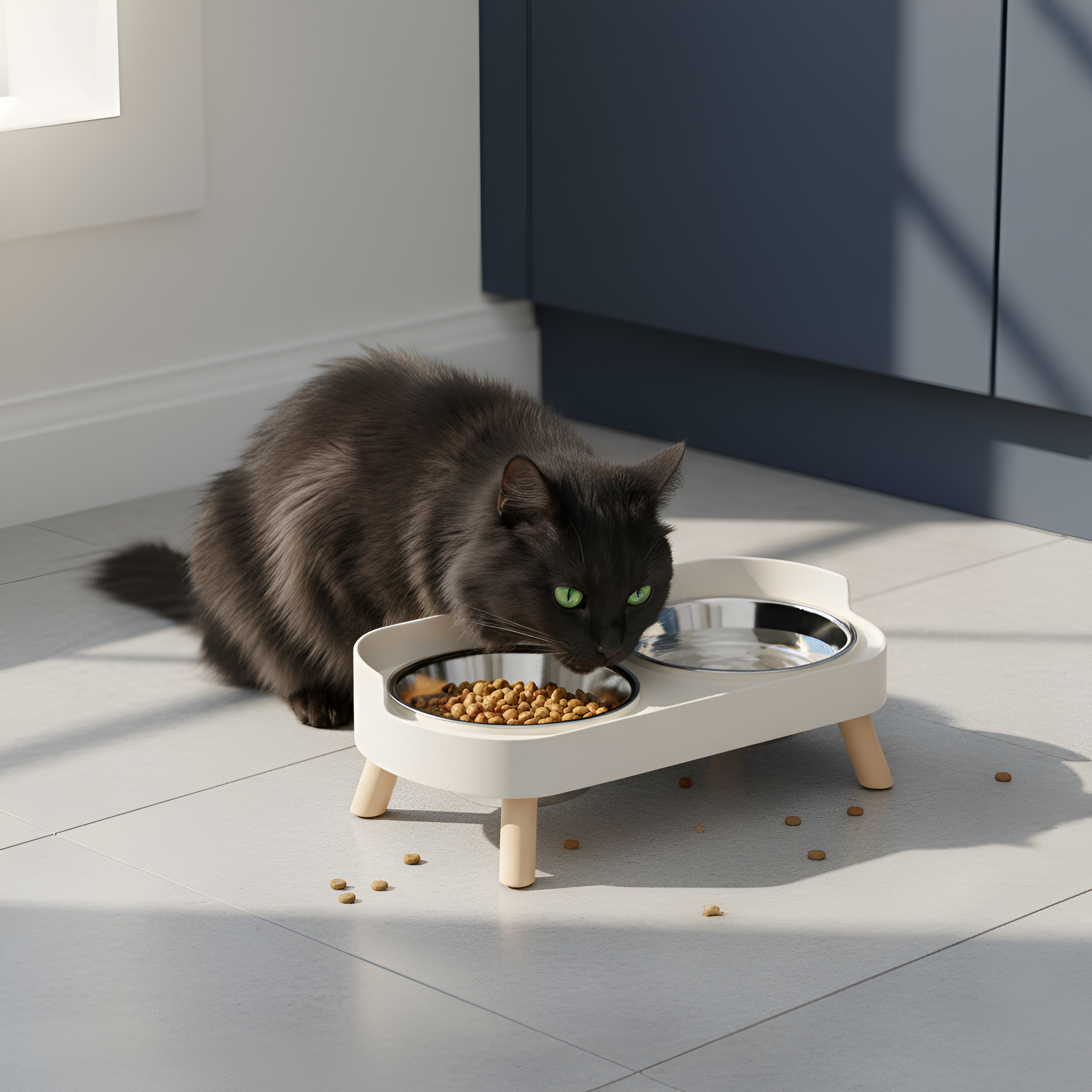 Elevated Double Pet Bowl Set With Stand Stainless Steel Food And Water Bowls