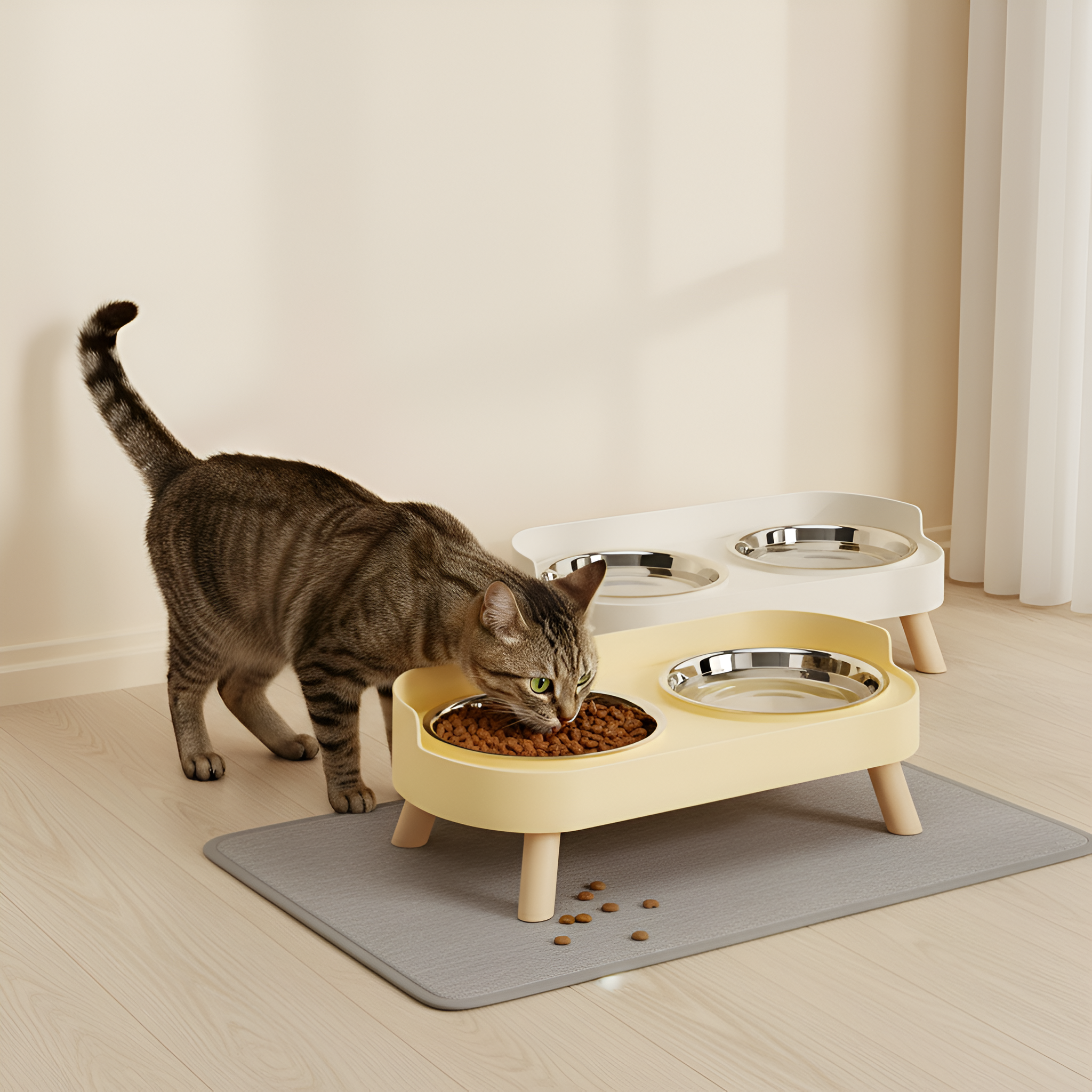 Elevated Double Pet Bowl Set With Stand Stainless Steel Food And Water Bowls