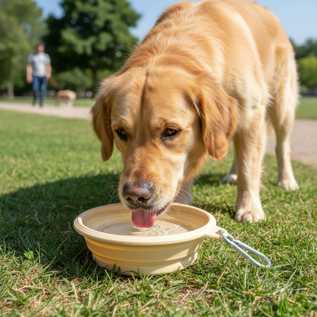 Portable Foldable Pet Travel Bowl With Clip For Outdoor Use