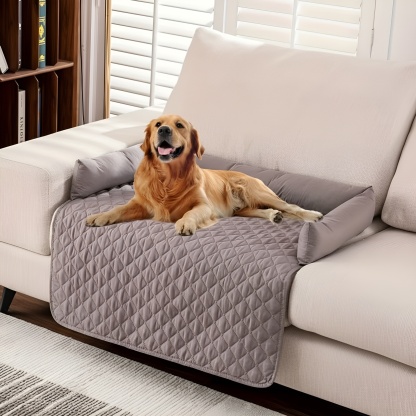 Washable Dog Sofa Bed With Bolster Cushions