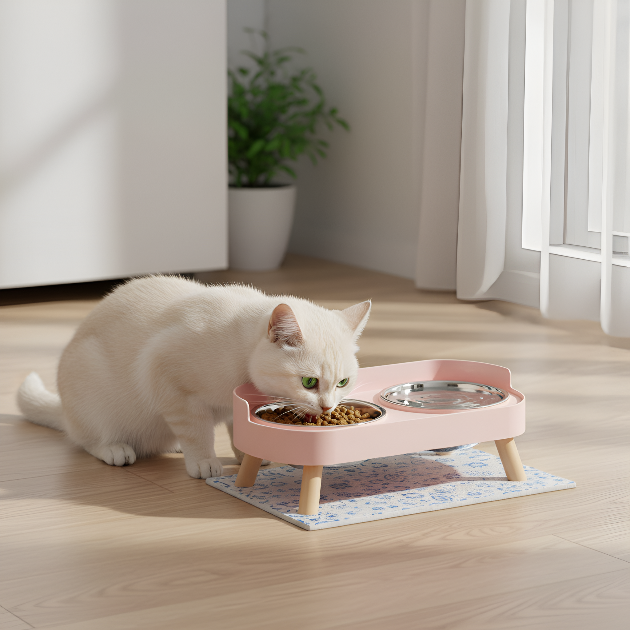 Elevated Double Pet Bowl Set With Stand Stainless Steel Food And Water Bowls