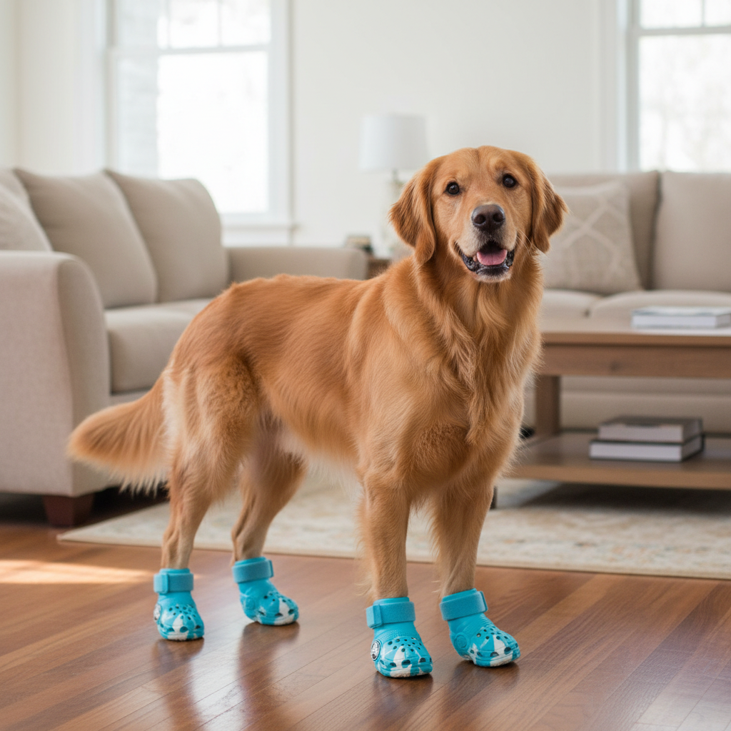 Wood Pack of 4 Dog Shoes with Adjustable Strap with Lightweight High Quality Durable Pet Accessory for Everyday Use — fron...