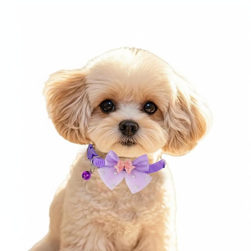 Shiny Bow Design Pet Collar Set For Daily Use 