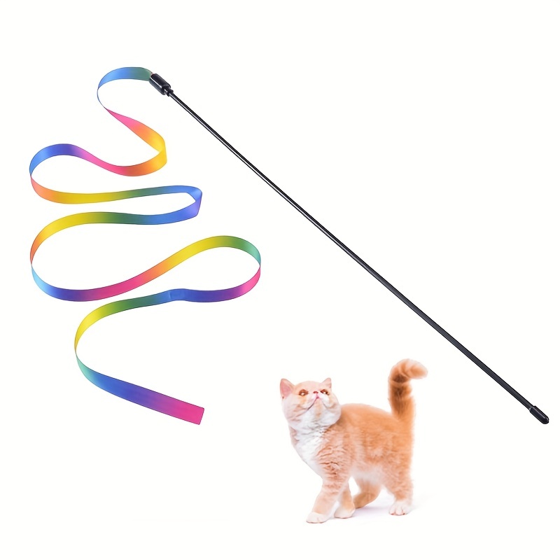 Interactive Cat Toy with Ribbon Teaser StickInteractive Cat Toy With Ribbon Teaser Stick - Image 2