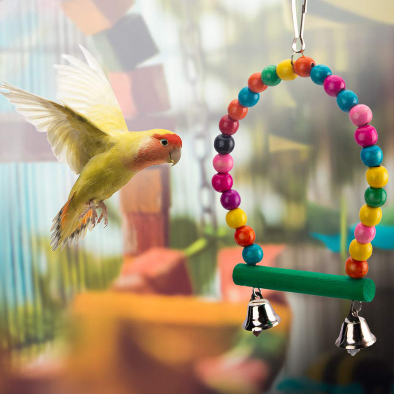 Wood Bird Swing Toy for Parrots Cockatiels and Budgies Cage Accessories for Mental Stimulation — view 10