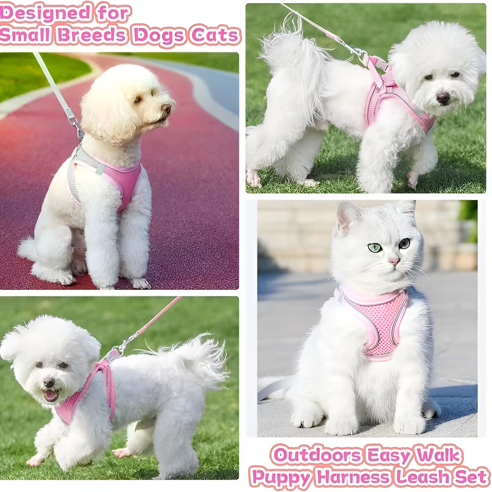 Soft Mesh Adjustable Pet Harness For Small Dogs And Cats