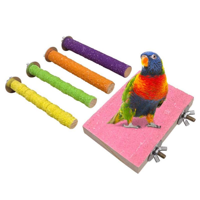 Wood Bird Swing Toy for Parrots Cockatiels and Budgies Cage Accessories for Mental Stimulation — front view