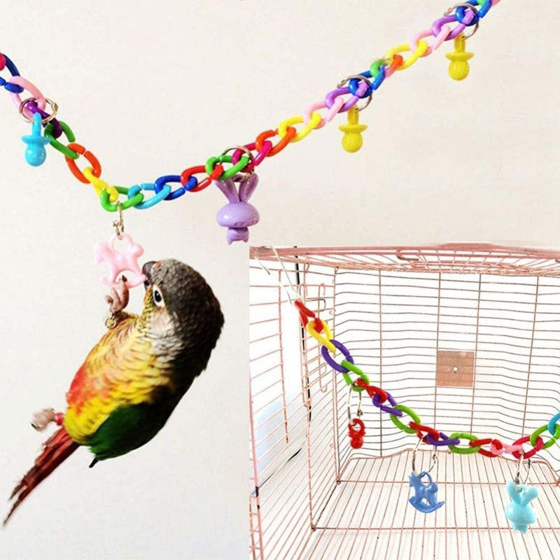 Wood Bird Swing Toy for Parrots Cockatiels and Budgies Cage Accessories for Mental Stimulation — side view