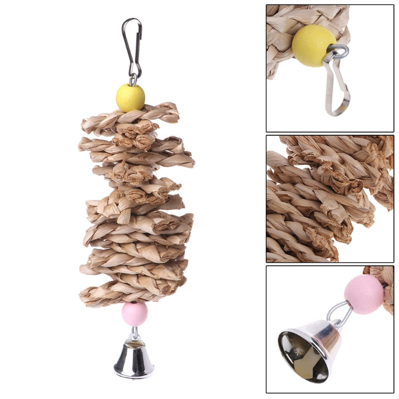Wood Bird Swing Toy for Parrots Cockatiels and Budgies Cage Accessories for Mental Stimulation — detail close-up