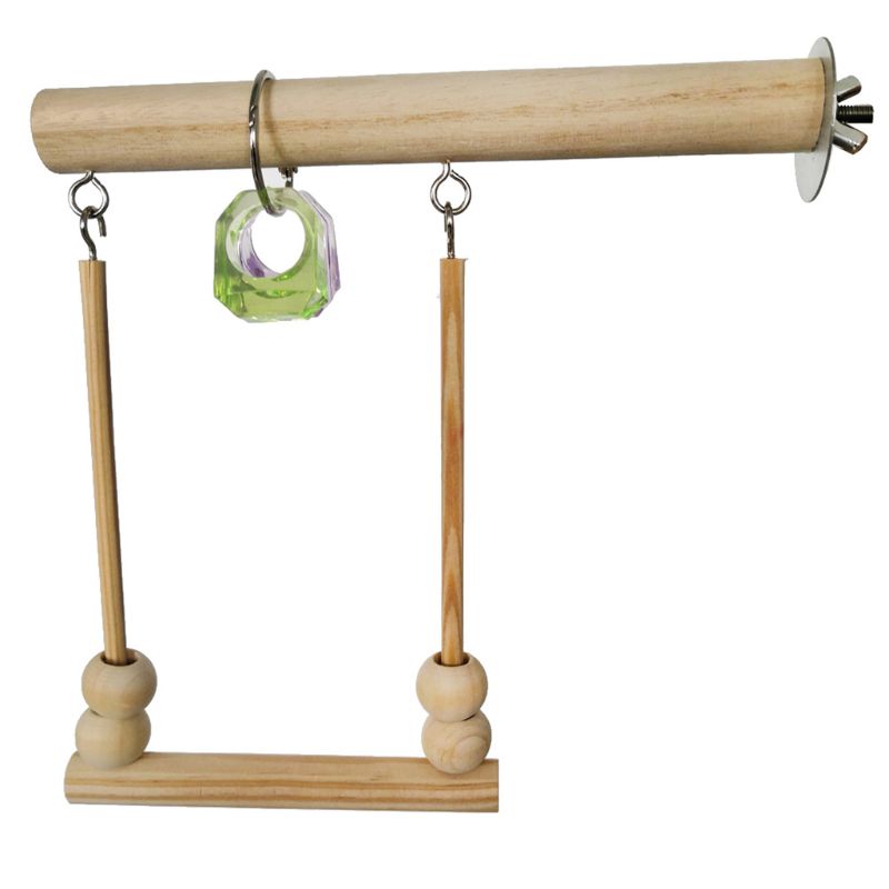 Wood Bird Swing Toy for Parrots Cockatiels and Budgies Cage Accessories for Mental Stimulation — in use