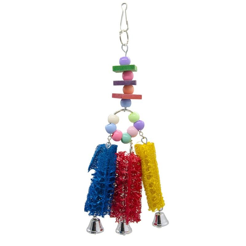 Wood Bird Swing Toy for Parrots Cockatiels and Budgies Cage Accessories for Mental Stimulation — size comparison