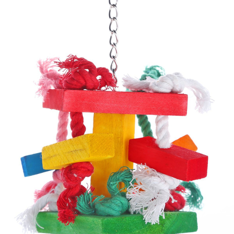 Wood Bird Swing Toy for Parrots Cockatiels and Budgies Cage Accessories for Mental Stimulation — side view