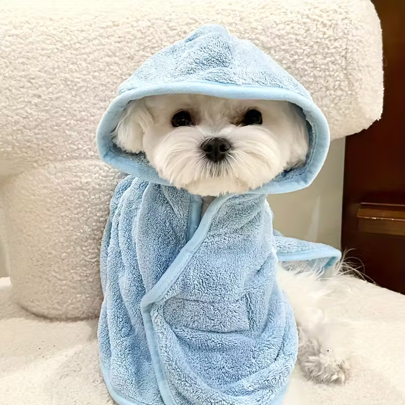 Soft Absorbent Quick Dry Pet Bath Towel Robe with Closure