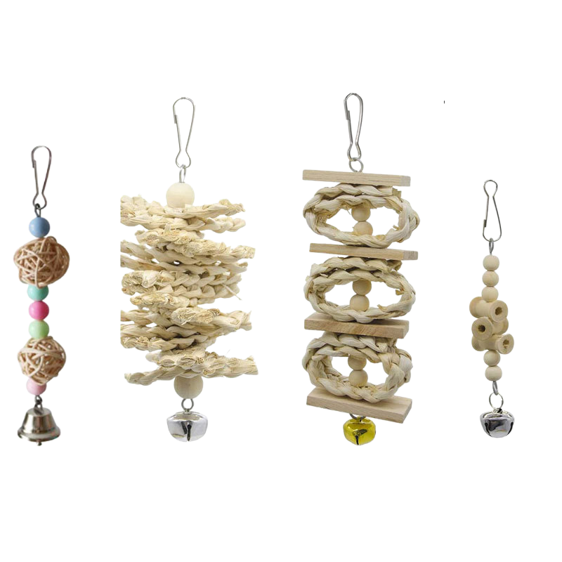 Wood Bird Swing Toy for Parrots Cockatiels and Budgies Cage Accessories for Mental Stimulation — size comparison