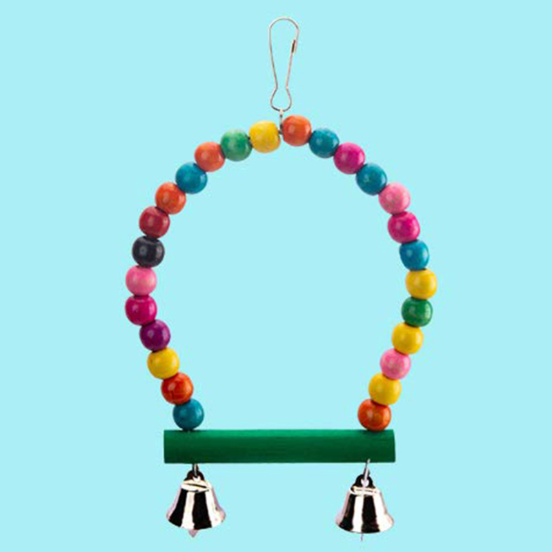 Wood Bird Swing Toy for Parrots Cockatiels and Budgies Cage Accessories for Mental Stimulation — size comparison