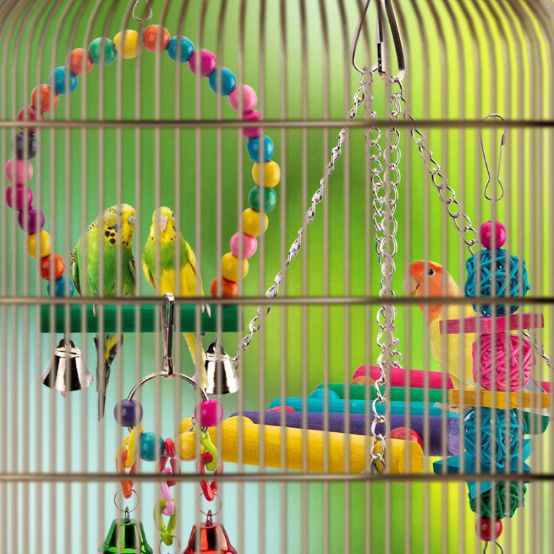 Wood Bird Swing Toy for Parrots Cockatiels and Budgies Cage Accessories for Mental Stimulation — packaging
