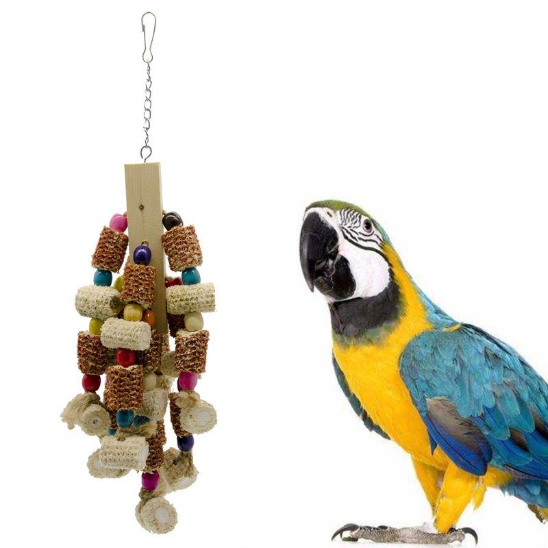 Wood Bird Swing Toy for Parrots Cockatiels and Budgies with Durable Cage Accessories for Mental Stimulation — packaging