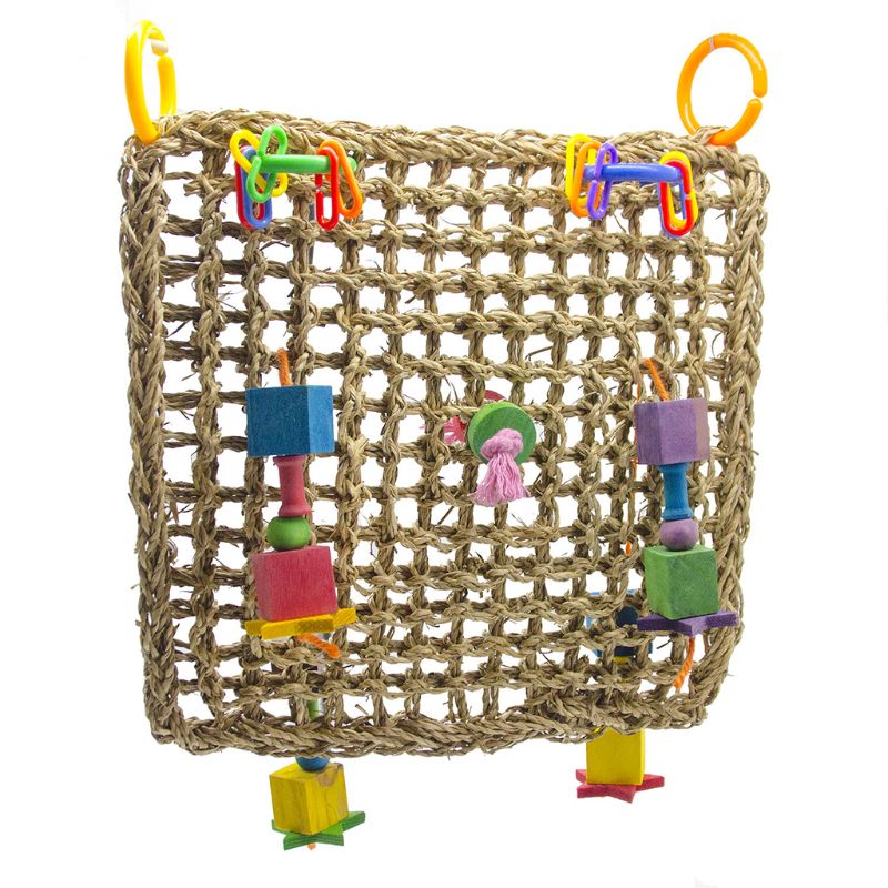 Wood Bird Swing Toy for Parrots Cockatiels and Budgies with Non-toxic Cage Accessories for Mental Stimulation — front view