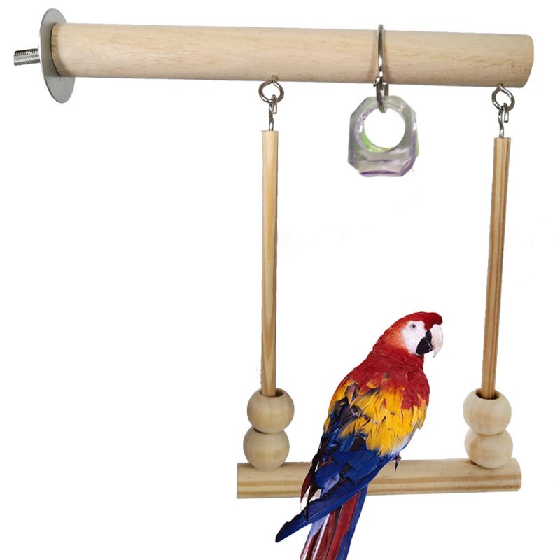 Wood Bird Swing Toy for Parrots Cockatiels and Budgies Cage Accessories for Mental Stimulation — packaging