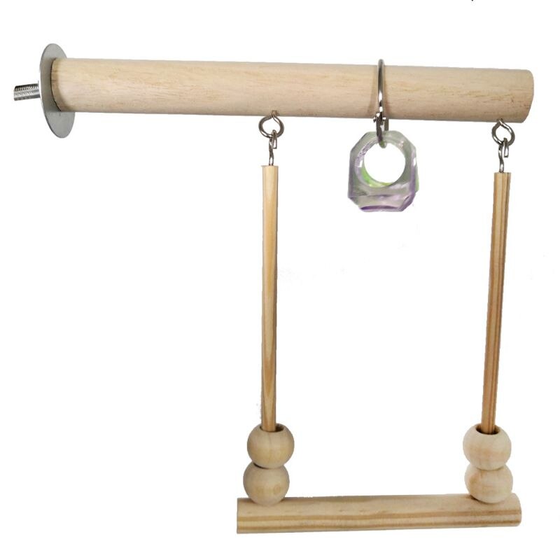 Wood Bird Swing Toy for Parrots Cockatiels and Budgies Cage Accessories for Mental Stimulation — front view