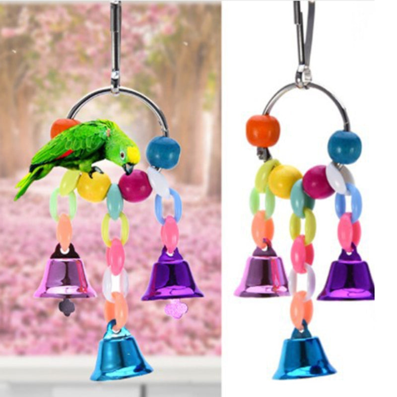 Wood Bird Swing Toy for Parrots Cockatiels and Budgies Cage Accessories for Mental Stimulation — detail close-up
