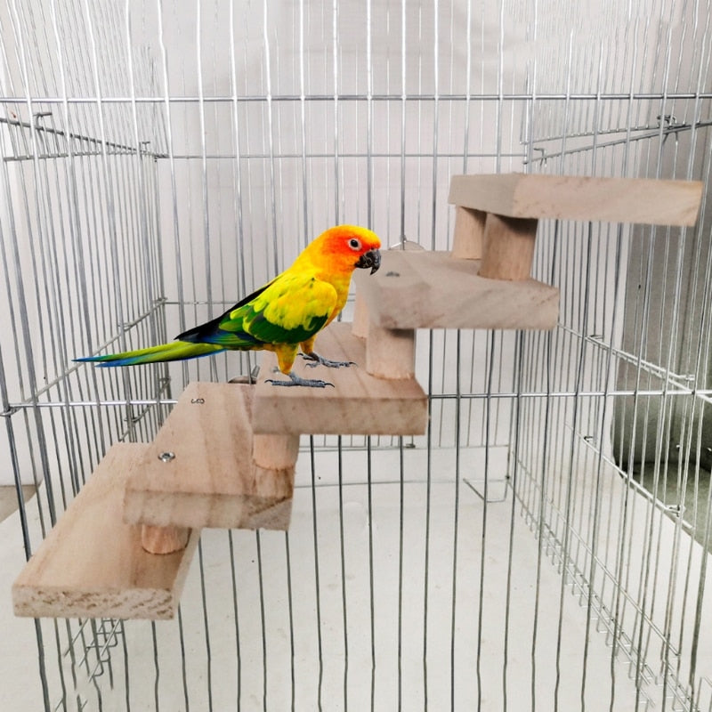 Wood Bird Swing Toy for Parrots Cockatiels and Budgies Cage Accessories for Mental Stimulation — side view