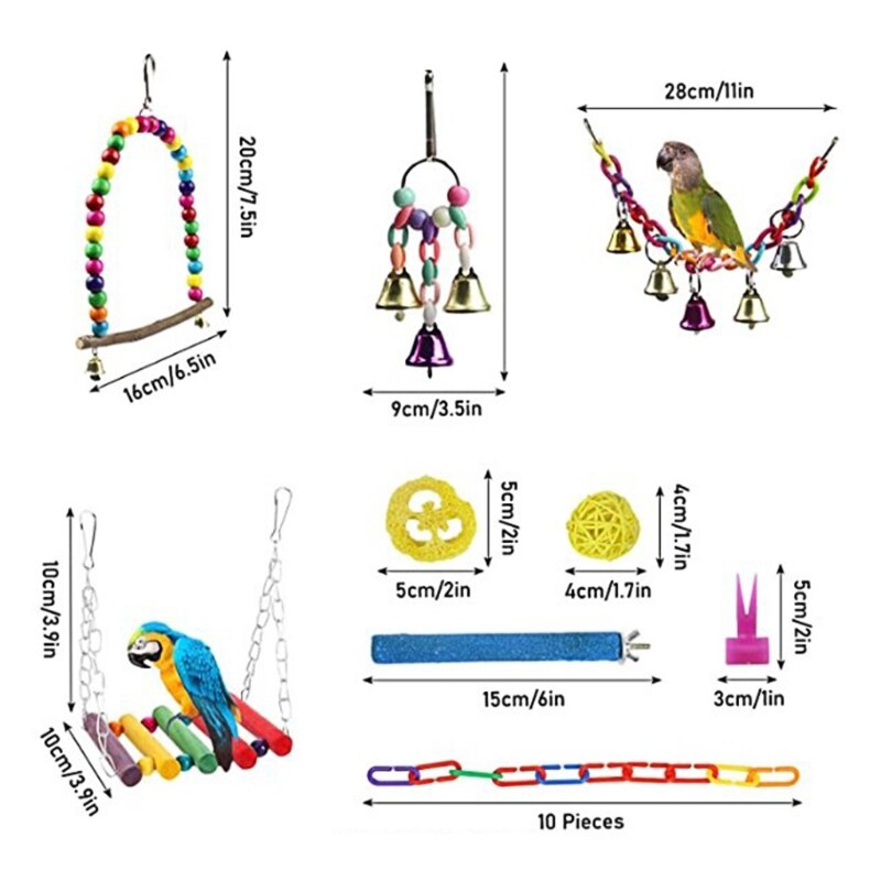 Wood Bird Swing Toy for Parrots Cockatiels and Budgies Cage Accessories for Mental Stimulation — view 11