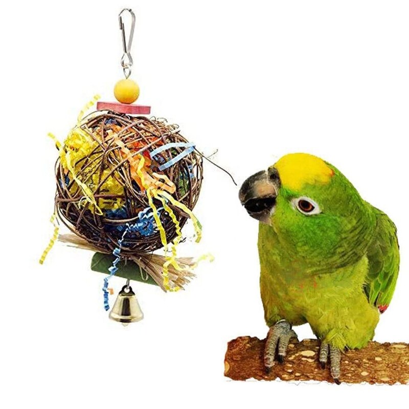 Colorful Bird Swing Toy for Parrots Cockatiels and Budgies with Durable — in use