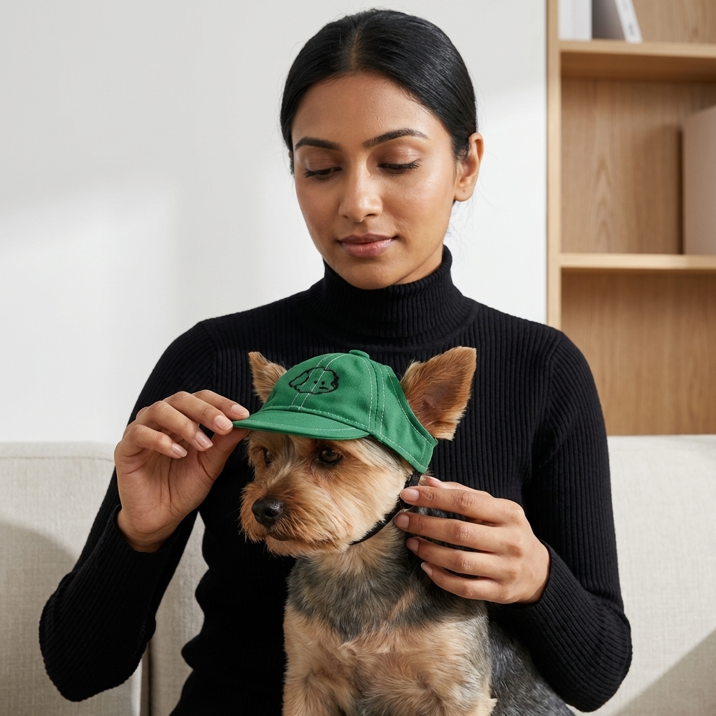Adjustable Pet Sun Hat, Cartoon Dog Embroidered Pattern 