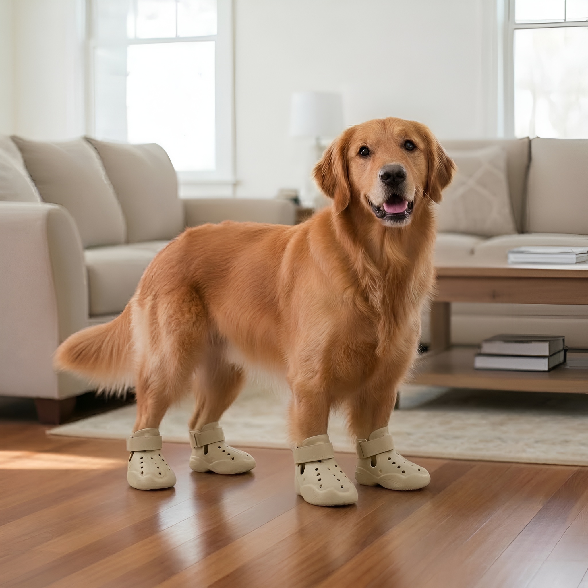 Wood Pack of 4 Dog Shoes with Adjustable Strap with Lightweight High Quality Durable Pet Accessory for Everyday Use — view 9