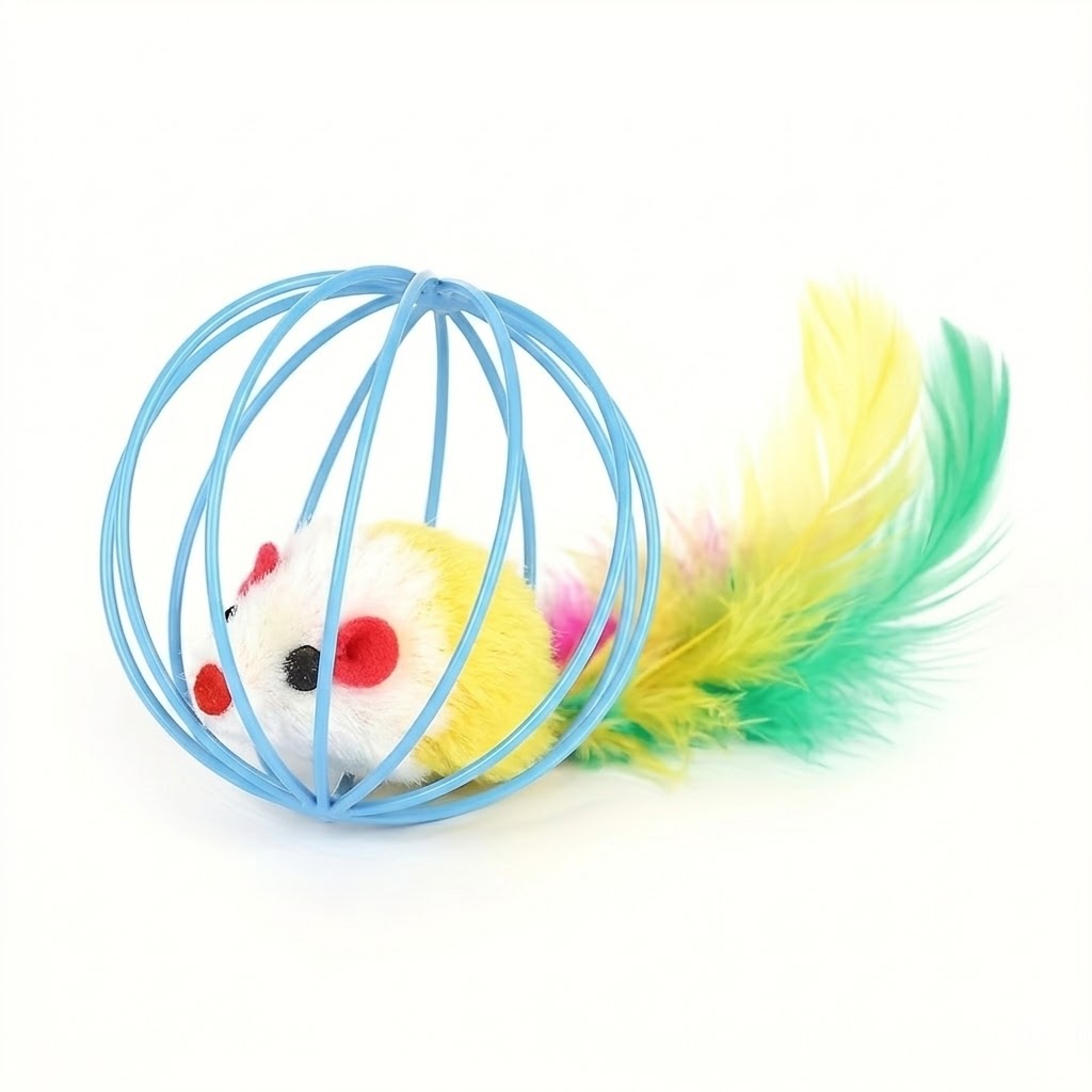 Interactive Cat Toy Ball With Feather Mouse InsideInteractive Cat Toy Ball With Feather Mouse Inside - Image 3
