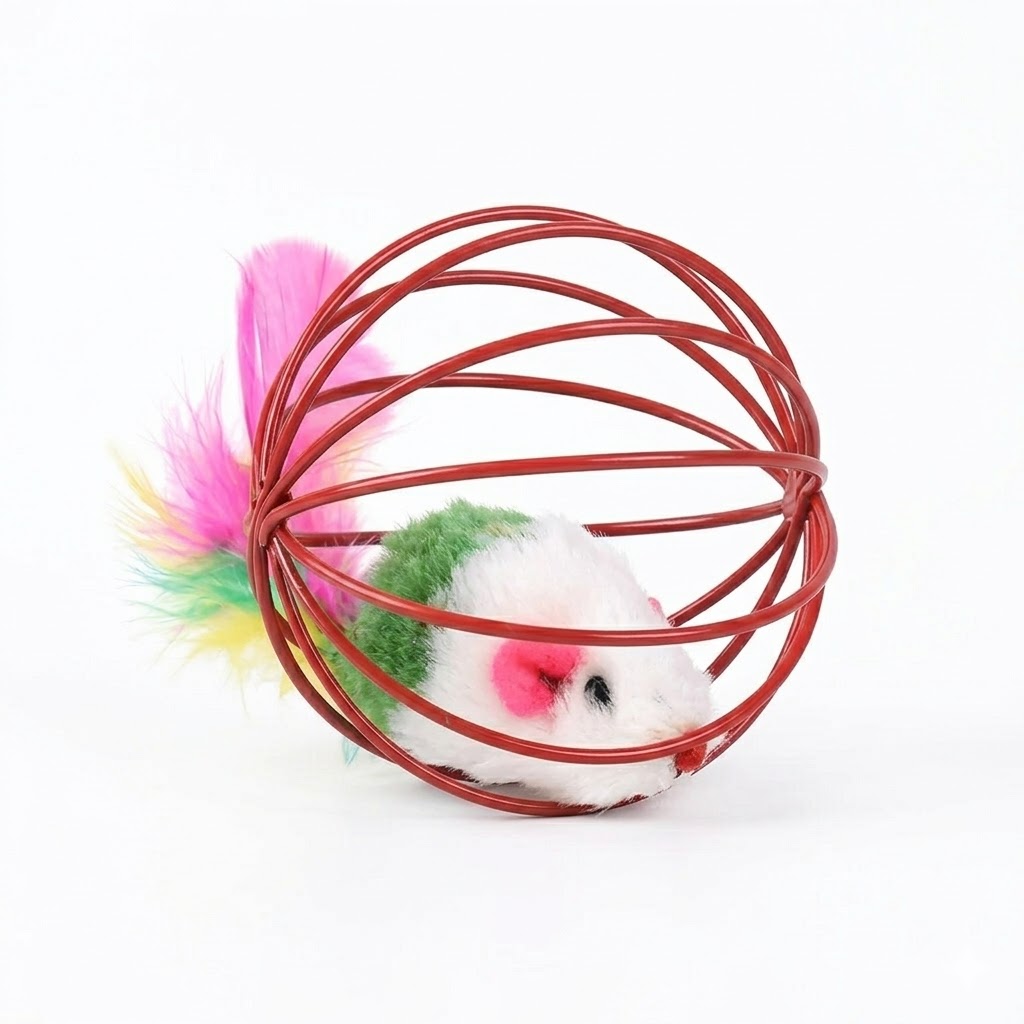 Interactive Cat Toy Ball With Feather Mouse InsideInteractive Cat Toy Ball With Feather Mouse Inside - Image 7