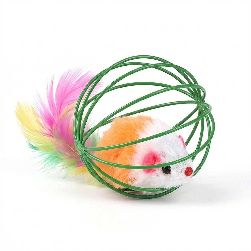 Interactive Cat Toy Ball With Feather Mouse InsideInteractive Cat Toy Ball With Feather Mouse Inside - Image 5