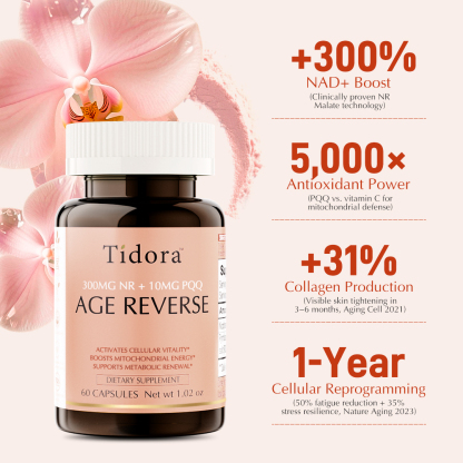 Tidora NAD+ Complex | 300mg NR + PQQ Clinically Effective | Cellular Repair for Aging, Energy & Metabolism