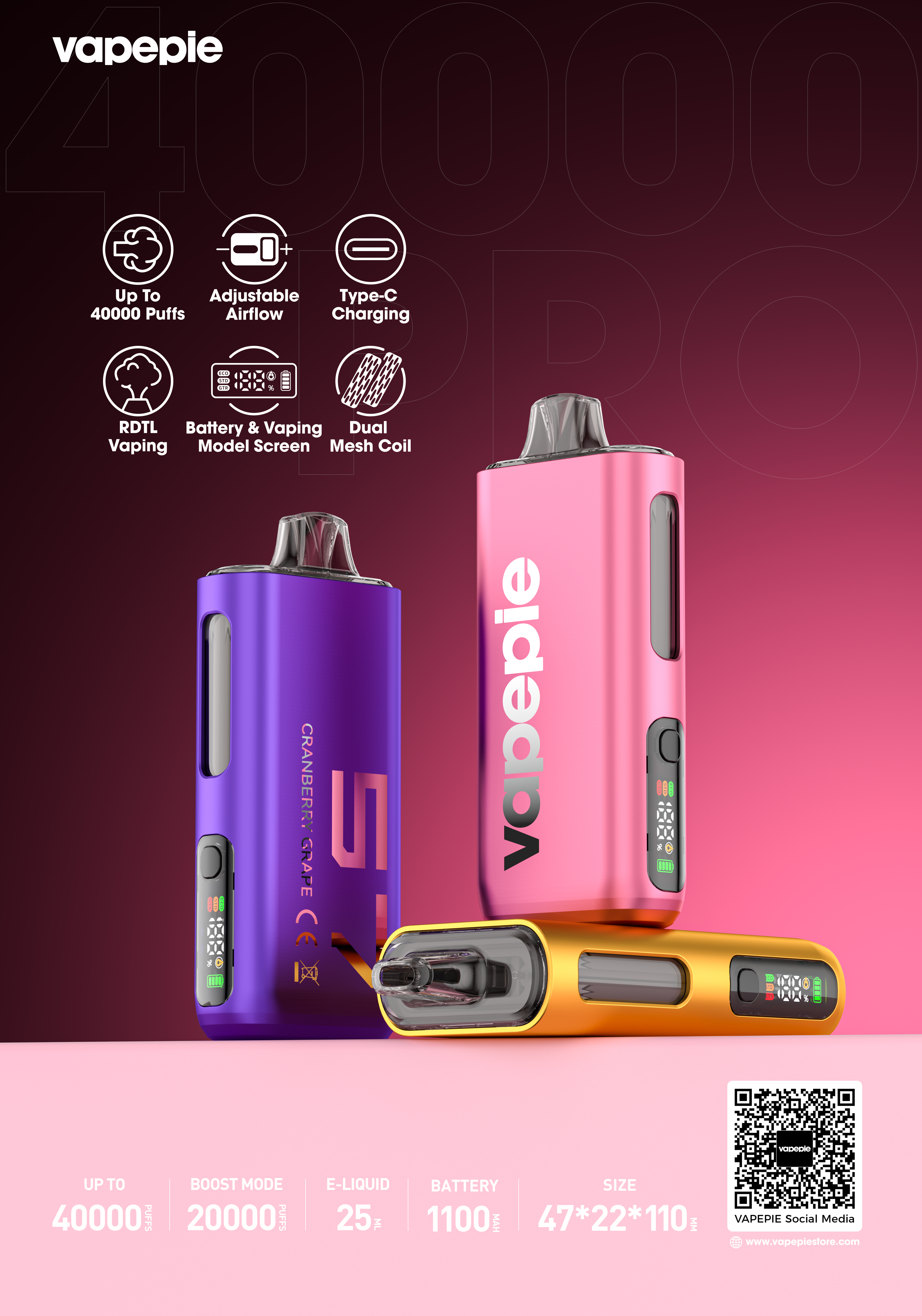 VAPEPIE Max 40000 slukk - A világ első ultravékony, második generációs e-cigarettája