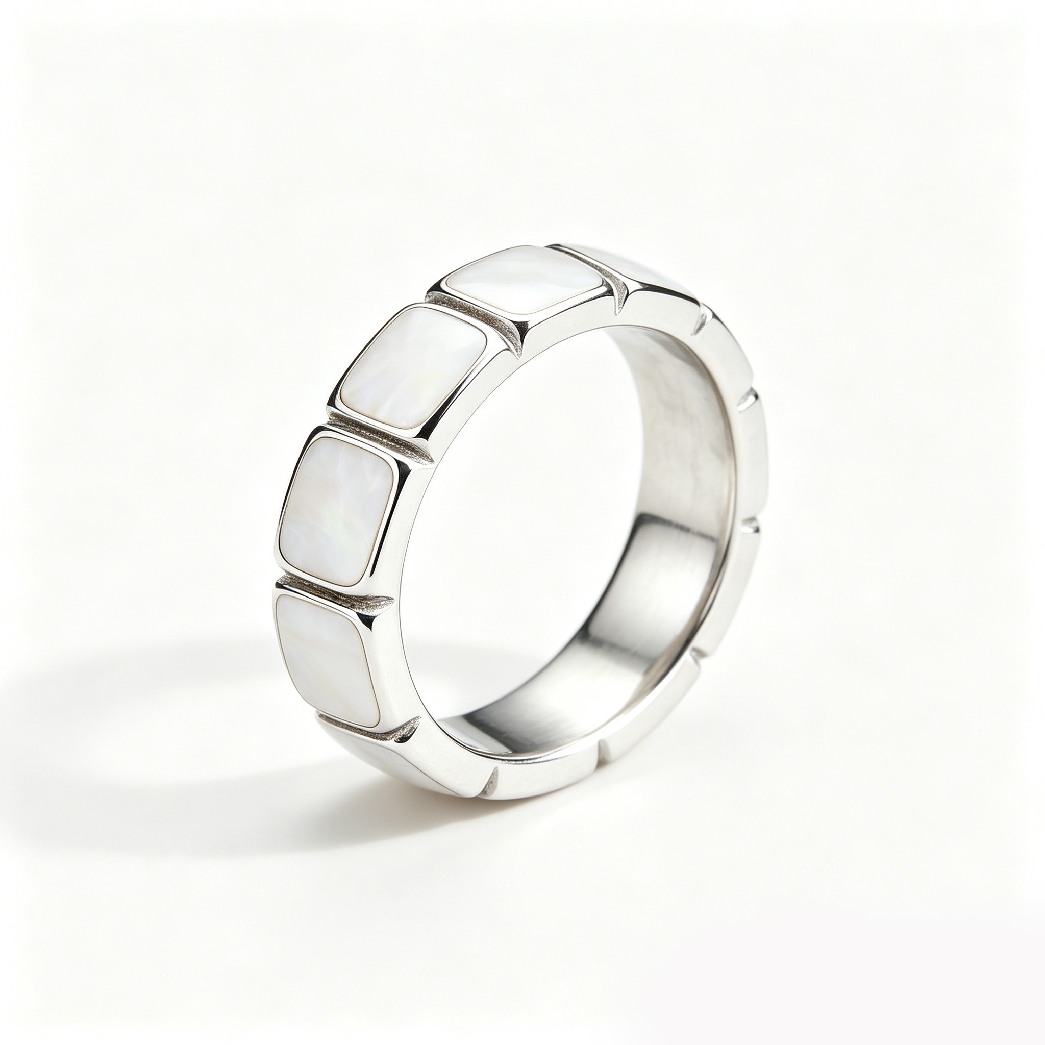 Men's Square Mother of Pearl Band Ring