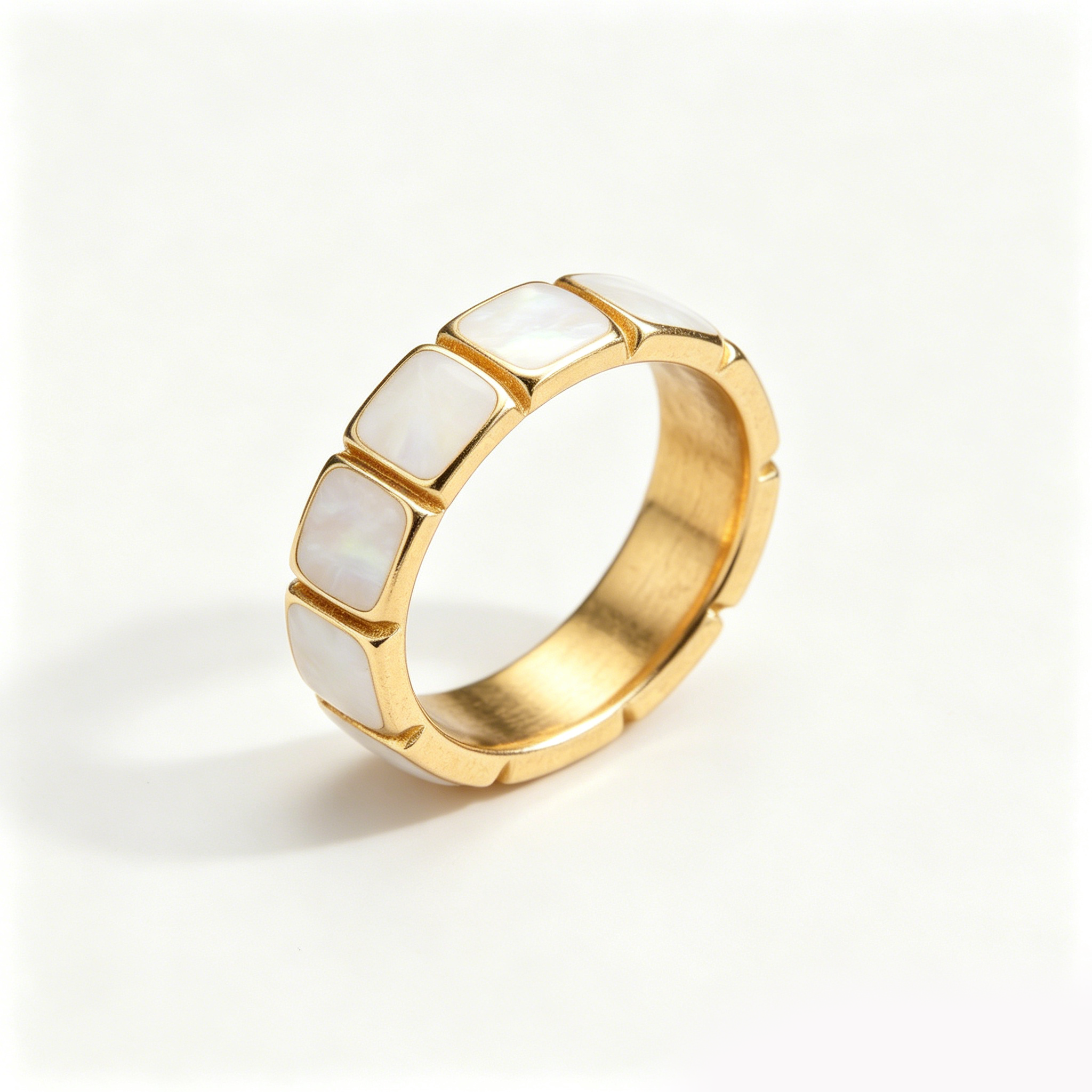 Men's Square Mother of Pearl Band Ring