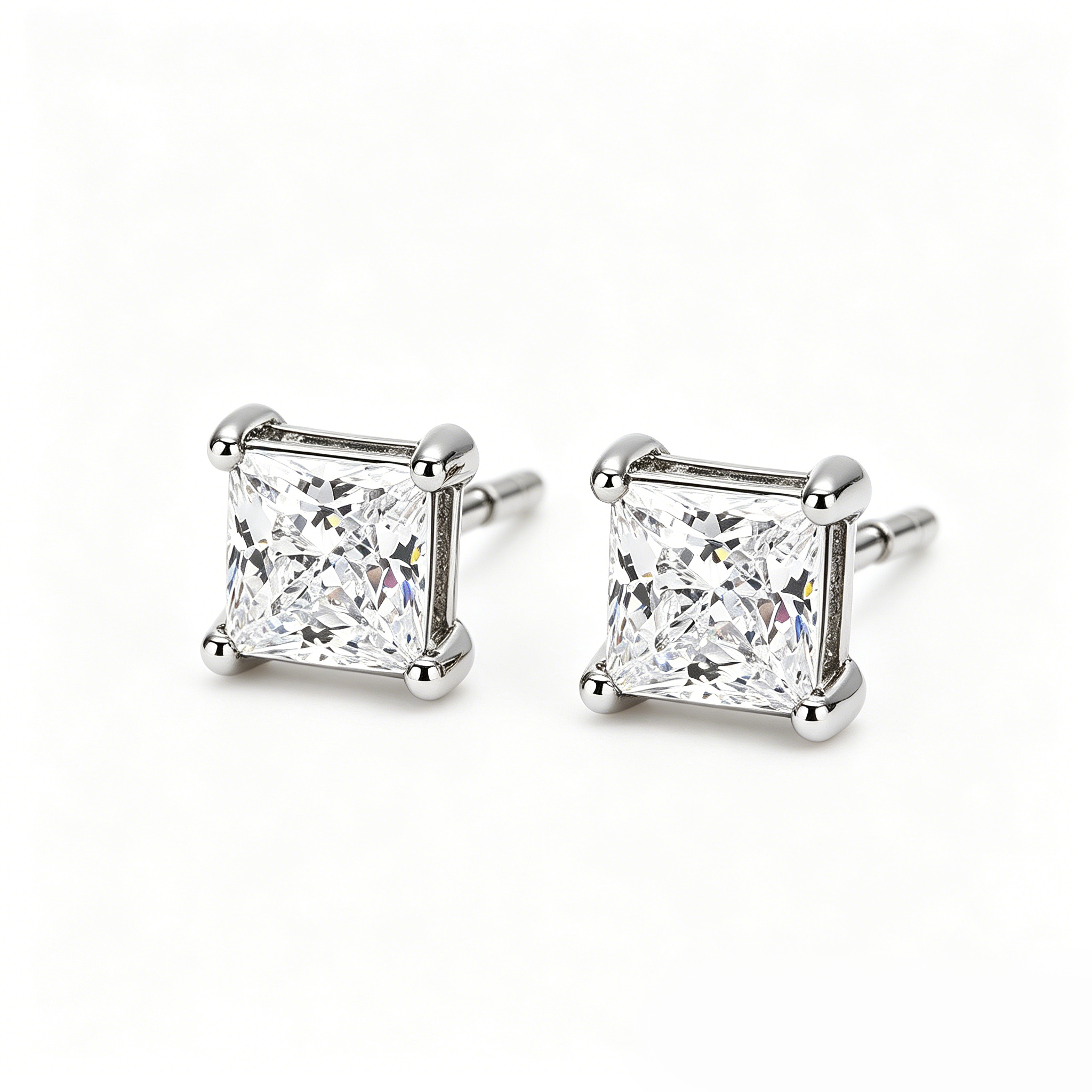 4-Prong Square CZ Studs