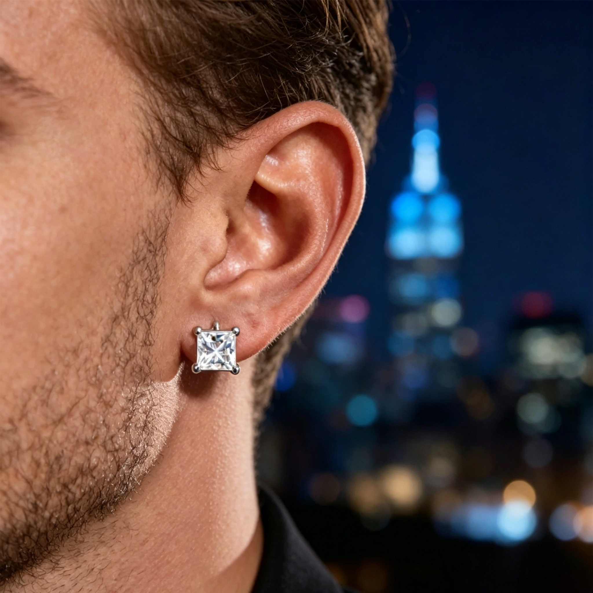 4-Prong Square CZ Studs