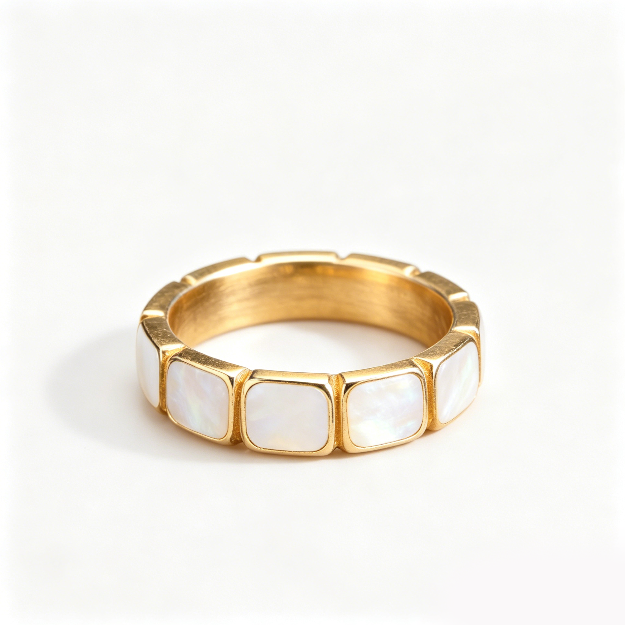 Men's Square Mother of Pearl Band Ring