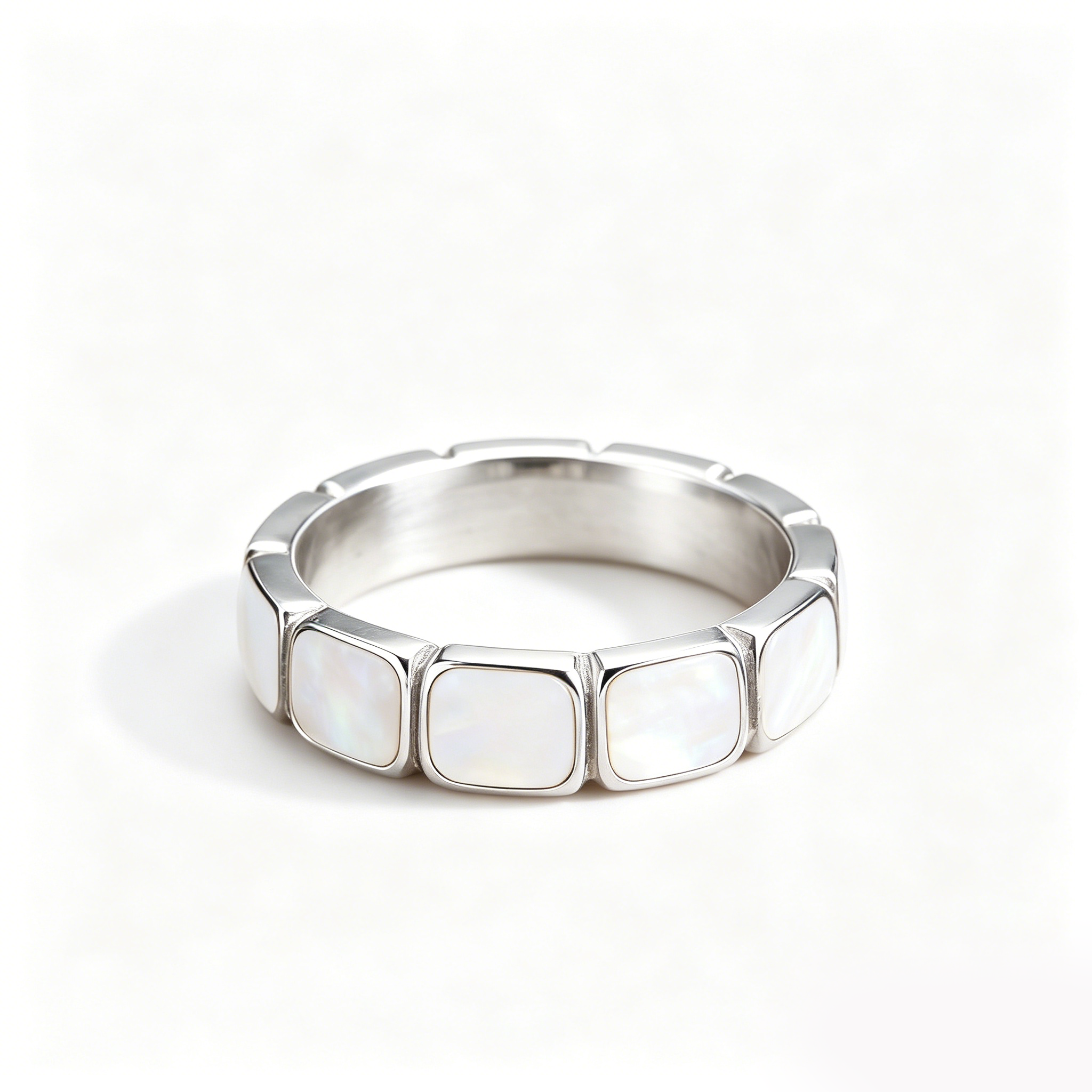 Men's Square Mother of Pearl Band Ring